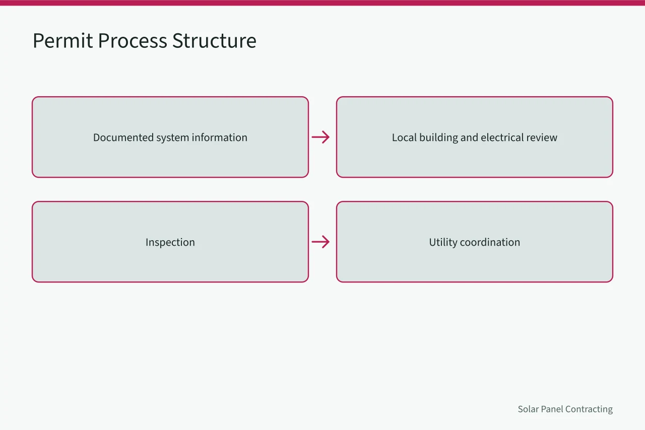 Flow of the solar permit process from documentation to utility coordination (Solar installer trends that move demand for 2027)